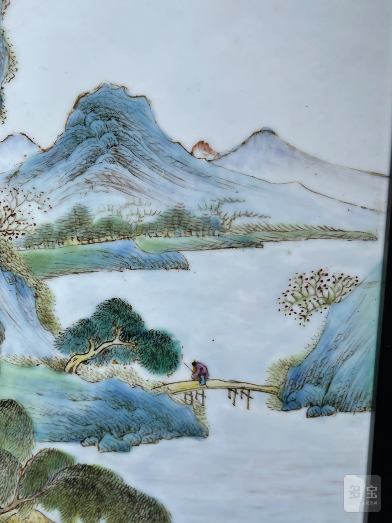 民国 粉彩山水纹插屏 - 图6